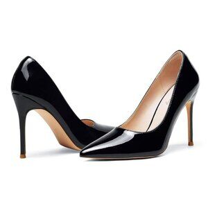 Elisabet Tang Womens Black 4" High Heel Size 7 Stiletto Pumps Pointed Toe Shiny